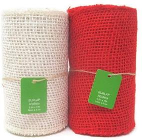 img 4 attached to 🔴 Premium Red and White Burlap Fabric Ribbon Bundle - 5.5 inches x 15 feet: Ideal for Crafts, Wrapping, and Decorations