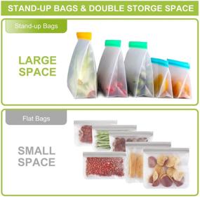 img 2 attached to 🥡 14-Pack Stand-Up Reusable Food Storage Bags - FDA Grade, Leakproof and Freezer-Friendly - Includes 2 Gallon Bags, 6 Sandwich Bags, and 6 Snack Bags - Ideal for Meat, Fruit, Cereal, and Snacks