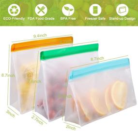 img 3 attached to 🥡 14-Pack Stand-Up Reusable Food Storage Bags - FDA Grade, Leakproof and Freezer-Friendly - Includes 2 Gallon Bags, 6 Sandwich Bags, and 6 Snack Bags - Ideal for Meat, Fruit, Cereal, and Snacks