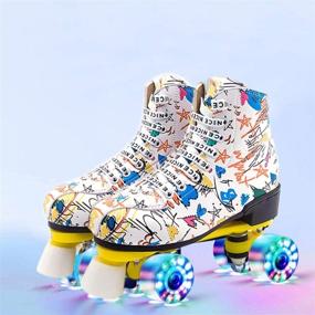 img 1 attached to 👟 High-Top Light-Up Roller Skates for Adults, Teens & Youth - Outdoor Skating Fun with Four Wheels!