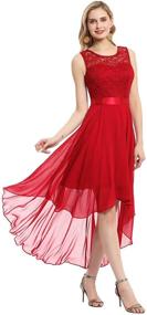 img 2 attached to 👗 BeryLove Hi-Lo Swing Party Dress - Women's Floral Lace Chiffon Bridesmaid Dress