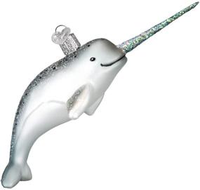 img 2 attached to Delightful Old World Christmas NARWHAL Ornament in Vibrant Multicolored Design