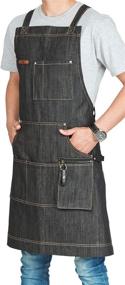 img 3 attached to 👕 Fjackets Denim Aprons for Men & Women: Adjustable with Multiple Pockets – Perfect BBQ Accessories & Work Aprons