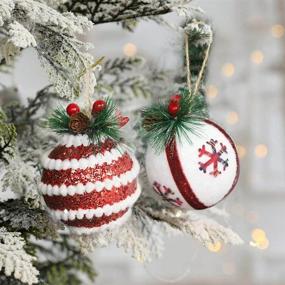 img 3 attached to 🎄 6PCS Christmas Plaid Ball Ornaments with Pine Cones and Greenery - Festive Tree Decorations for Christmas Ornaments