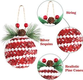 img 2 attached to 🎄 6PCS Christmas Plaid Ball Ornaments with Pine Cones and Greenery - Festive Tree Decorations for Christmas Ornaments