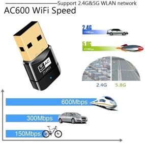 img 3 attached to 🔌 Высокоскоростной USB WiFi адаптер, AC600 мини беспроводной донгл для ПК/настольного компьютера/ноутбука - Двухдиапазонный 2,4 ГГц/150 Мбит/с + 5 ГГц/433 Мбит/с, 802.11 ac - Windows 10/8/8.1/7/Vista/XP, совместим с Mac OS 10.6-10.15.