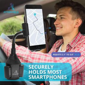 img 2 attached to 📱 ATTAINABLE TECH Universal Car Phone Holder - Extended Arm Cup Holder Mount Ensuring Unobstructed View - Adjustable Cell Phone Car Mount Compatible with iPhone, Samsung Galaxy Note, Max & More