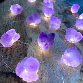 img 3 attached to Genuine Amethyst Healing Crystal Chakra Décor String Lights - 20 Raw Stones 8.5ft Battery Operated with Remote Control for Reiki Ornaments, Gemstone Girl Decoration - Spiritual Décor