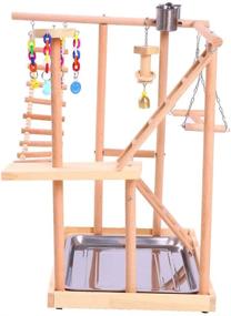 img 2 attached to 🐦 QBLEEV Bird Perch Nest Play Stand Gym | Parrot Playground Playgym Playpen Playstand | Swing Bridge Wood Climb Ladders | Conures, Parakeet, Macaw, African Grey Compatible