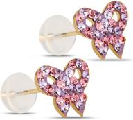 💎 sparkling bow stud earrings: 14k yellow gold and copper with swarovski elements crystals, various color options logo