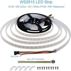 img 3 attached to 🌈 High-Quality ALITOVE 12V WS2812B RGB Addressable LED Strip Light - Waterproof IP67, 16.4ft/5m, 300 LEDs - Perfect for Decor Lighting Projects