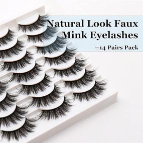 img 2 attached to 💫 LOSHA Faux Mink Lashes - Handmade Natural Look Fluffy False Eyelashes Pack of 14 Pairs, Cat Eye Style