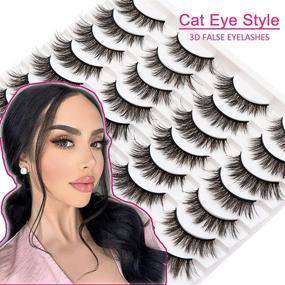 img 3 attached to 💫 LOSHA Faux Mink Lashes - Handmade Natural Look Fluffy False Eyelashes Pack of 14 Pairs, Cat Eye Style