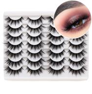 💫 losha faux mink lashes - handmade natural look fluffy false eyelashes pack of 14 pairs, cat eye style logo
