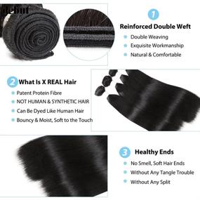 img 3 attached to DÉBUT Silky Straight Hair 4 Bundles X Real Protein Hair Extensions 4pcs/Pack | Affordable Soft Straight Hair Weave | Natural Color | 20 20 22 22 Inches | for Black Women