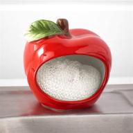 🍎 organize your kitchen with the home essentials red apple shaped scrubbie sponge holder and scrubby pad combo! logo