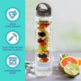 img 3 attached to 🍉 Savvy Infusion Water Bottles: Leak Proof Fruit Infuser Bottle for Outdoor Activities - 32 oz Black Tritan Shatter Proof Plastic - Perfect Mother's Day Gift for Women