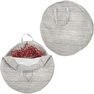 🎁 mdesign striped wreath storage bag - durable easy-pull zippers, convenient handles - pack of 2 - taupe/tan logo