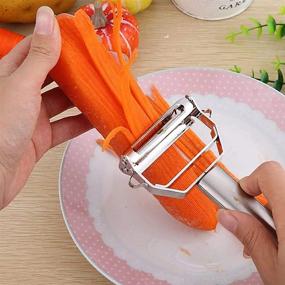 img 2 attached to Yikem Multifunction Stainless Steel Julienne Peeler - Double Planing Grater for Efficient Vegetable Peeling and Grating - Kitchen Accessories Cooking Tool (18.2cm x 8.3cm)