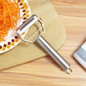 img 3 attached to Yikem Multifunction Stainless Steel Julienne Peeler - Double Planing Grater for Efficient Vegetable Peeling and Grating - Kitchen Accessories Cooking Tool (18.2cm x 8.3cm)