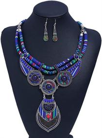 img 4 attached to Bohemian Jewelry Sets for Women: Necklace and Earring Ensembles