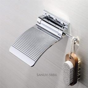 img 3 attached to 🚿 Sanliv Solid Brass Leg-Shaving Pedestal Shower Foot Rest with Non-Slip, Fold-Up Shower Step in Polished Chrome Finish