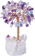 🌳 nupuyai amethyst/aquamarine/rock quartz tumbled stones crystal money tree - copper wrapped figurine for wealth and luck логотип