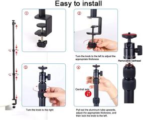 img 1 attached to 📷 Regetek Desk Mount Stand: 360°Rotatable Head, 16-33 Inch Aluminum Tabletop Mount for DSLR Camera, Ring Light, Video & Projector - 2 Pack