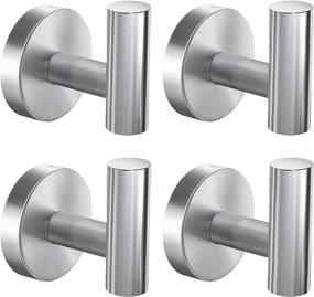 img 4 attached to 🛁 Versatile Bathroom Towel Hooks - Heavy Duty Wall Mounted Stainless Steel Hooks for Coats, Robes, and More (4 Pack, Silver)