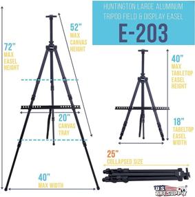 img 3 attached to 🎨 U.S. Art Supply 72" Sturdy Black Aluminum Tripod Artist Field and Display Easel Stand - Adjustable Height 25" to 6 Feet, Holds 52" Canvas - Floor and Tabletop Displaying, Painting - Portable Bag: Your Ultimate Artistic Solution