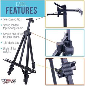 img 2 attached to 🎨 U.S. Art Supply 72" Sturdy Black Aluminum Tripod Artist Field and Display Easel Stand - Adjustable Height 25" to 6 Feet, Holds 52" Canvas - Floor and Tabletop Displaying, Painting - Portable Bag: Your Ultimate Artistic Solution