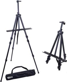 img 4 attached to 🎨 U.S. Art Supply 72" Sturdy Black Aluminum Tripod Artist Field and Display Easel Stand - Adjustable Height 25" to 6 Feet, Holds 52" Canvas - Floor and Tabletop Displaying, Painting - Portable Bag: Your Ultimate Artistic Solution