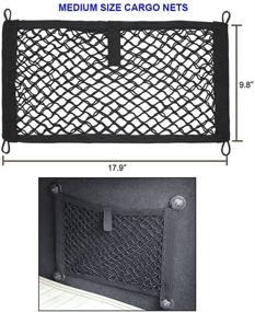 img 2 attached to 🚗 JAVOedge [2 Pack] Stretchable Mesh Pocket Net for Car, Trunk, RV, Boats - Convenient Storage Solution with Mounting Screws and Built-in Hooks