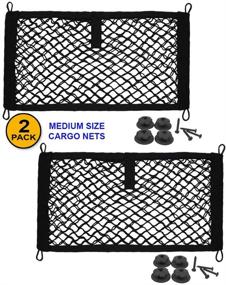 img 3 attached to 🚗 JAVOedge [2 Pack] Stretchable Mesh Pocket Net for Car, Trunk, RV, Boats - Convenient Storage Solution with Mounting Screws and Built-in Hooks