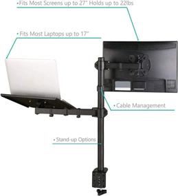 img 2 attached to 🖥️ WALI Extra Tall Single LCD Monitor Stand with Laptop Tray - Fully Adjustable Mount for 1 Laptop Notebook & 1 LCD Monitor, Fits up to 17 inch Notebook & 27 inch Display (M001XLLP), Black