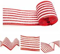 🎄 red and white candy cane christmas ribbon - 2.5 inch x 5.5 yards, wired edge ribbon with silver wire wrapping - perfect for christmas tree, wreath bows, and holiday decoration logo