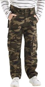 img 4 attached to 👖 Comfortable BYCR Elastic Waistband Jogging Camo Gray Boys' Clothing: Stylish & Convenient