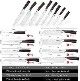 img 2 attached to Премиум-набор ножей для шеф-повара из 8 предметов от Cobinliy: лезвия из высокоуглеродистой нержавеющей стали, эргономичные рукоятки, ультраострые японские ножи