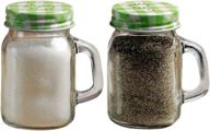 🍶 circleware yorkshire set of 2 glass mason jar mug salt and pepper shakers with green lids - 5 oz., clear logo