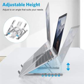 img 1 attached to OMOTON LA02 Portable Laptop Stand for Desk - Adjustable 💻 & Foldable Aluminum Holder for MacBook, HP, Lenovo & More - Silver