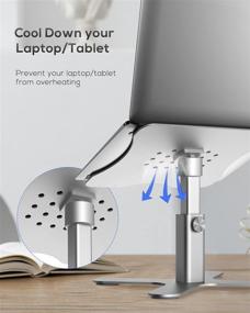 img 1 attached to 🖥️ Enhance Your Workstation with the Swivel Laptop Stand: Height Adjustable & 360 Rotating Aluminum Riser for MacBook, iPad, HP, Samsung, Lenovo, Dell XPS, and more (9.7-17') – Sliver