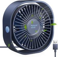 💨 small personal usb desk fan: portable and powerful cooling for home, office, car, and outdoor travel (navy blue) logo