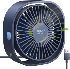 img 4 attached to 💨 Small Personal USB Desk Fan: Portable and Powerful Cooling for Home, Office, Car, and Outdoor Travel (Navy Blue)