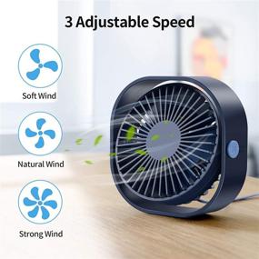 img 1 attached to 💨 Small Personal USB Desk Fan: Portable and Powerful Cooling for Home, Office, Car, and Outdoor Travel (Navy Blue)