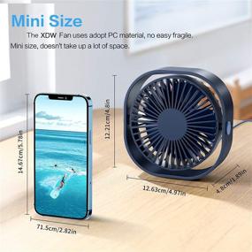 img 3 attached to 💨 Small Personal USB Desk Fan: Portable and Powerful Cooling for Home, Office, Car, and Outdoor Travel (Navy Blue)