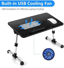 img 2 attached to LITEPRO Laptop Desk for Bed with USB Cooling Fan and Foldable Legs - Portable and Adjustable Tray Table Stand for Sofa, Couch, and Floor