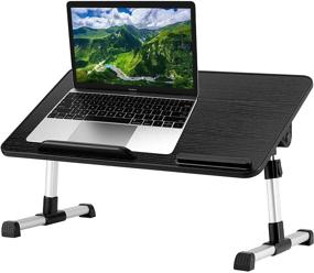 img 4 attached to LITEPRO Laptop Desk for Bed with USB Cooling Fan and Foldable Legs - Portable and Adjustable Tray Table Stand for Sofa, Couch, and Floor