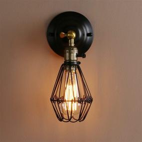 img 2 attached to 🕯️ Vintage Retro Antique Dark Black Wire Cage Wall Light Lamp Sconce by Permo - Opening and Closing Design