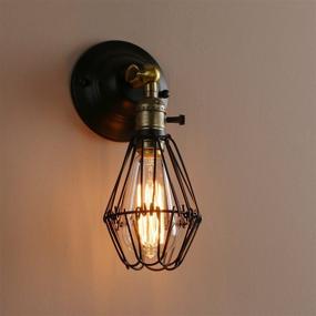 img 1 attached to 🕯️ Vintage Retro Antique Dark Black Wire Cage Wall Light Lamp Sconce by Permo - Opening and Closing Design