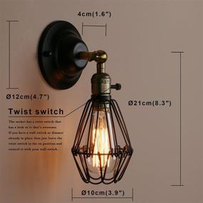 img 3 attached to 🕯️ Vintage Retro Antique Dark Black Wire Cage Wall Light Lamp Sconce by Permo - Opening and Closing Design